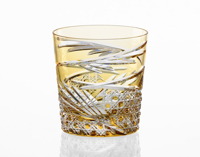 Kagami Crystal - Whiskey Glass, Edo Kiriko “Mai”- Yellow