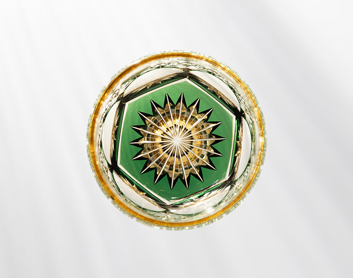 Kagami Crystal - Whiskey Glass, Edo Kiriko Kasaneirome “Marimo” By Junichi Nabetani, Master of traditional crafts