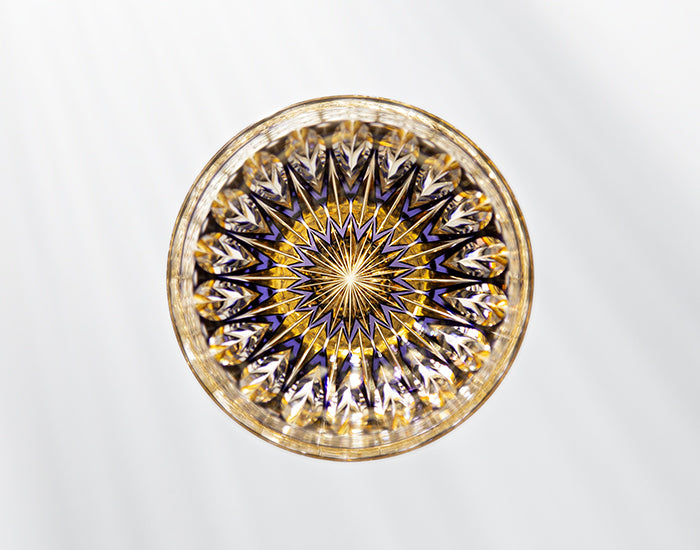 Kagami Crystal - Whiskey Glass, Edo Kiriko Kasaneirome “Hana Kagami” By Satoshi Nabetani, Master of traditional crafts