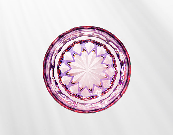 Kagami Crystal - Whiskey Glass, Edo Kiriko Kasaneirome “Hana Temari” By Hideaki Shinozaki, Master of traditional crafts