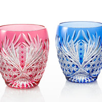 Kagami Crystal - A pair of Whisky Glasses, Edo Kiriko “Rokkaku (deer antlers)”
