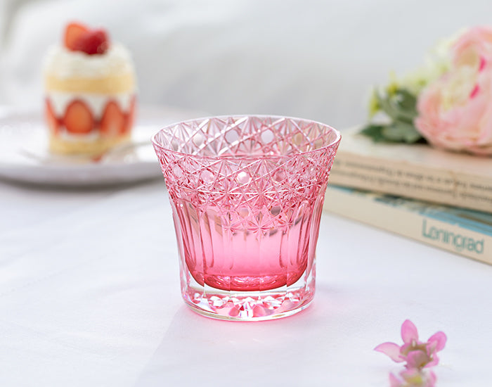 Kagami Crystal - Whiskey Glass, Edo Kiriko “Yume-iro” Red