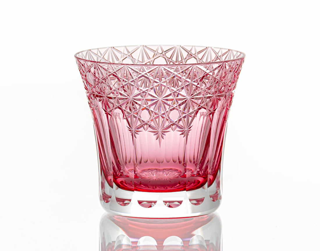 Kagami Crystal - Whiskey Glass, Edo Kiriko “Yume-iro” Red