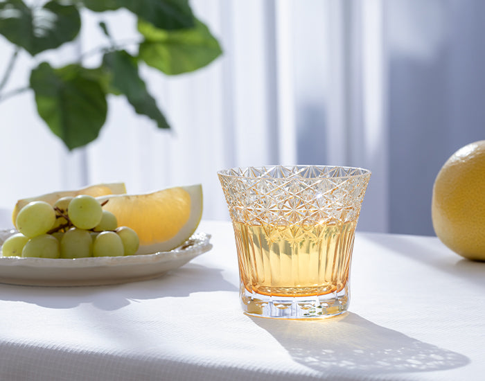 Kagami Crystal - Whiskey Glass, Edo Kiriko “Yume-iro” Yellow
