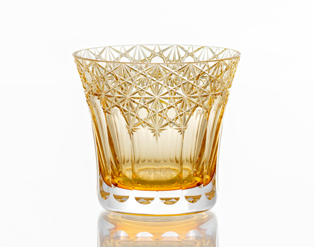 Kagami Crystal - Whiskey Glass, Edo Kiriko “Yume-iro” Yellow