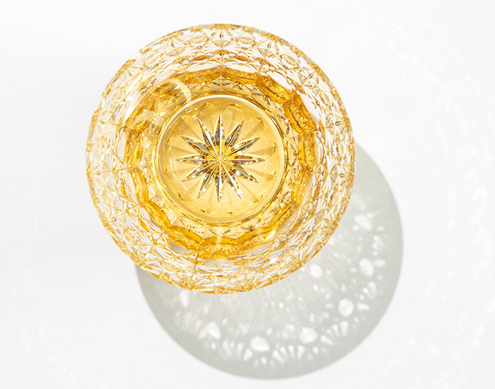 Kagami Crystal - Whiskey Glass, Edo Kiriko “Yume-iro” Yellow