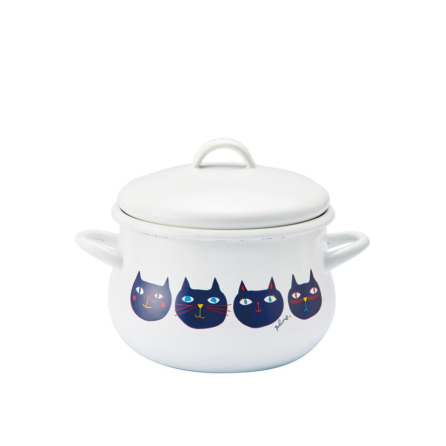 Plune Enamel Two-Handed Pot - Cat