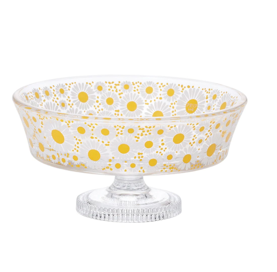 Aderai Glass Retro Pedestal Shallow Dessert Bowl - Nobana