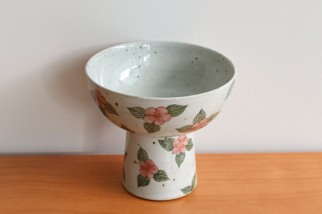 Cool Banana Hand Craft Pedestal Bowl -Camellia FQC48