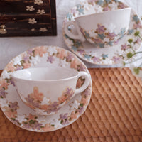 Seto-Yaki Embossed Flower Coffee Mug & Saucer Gift Set