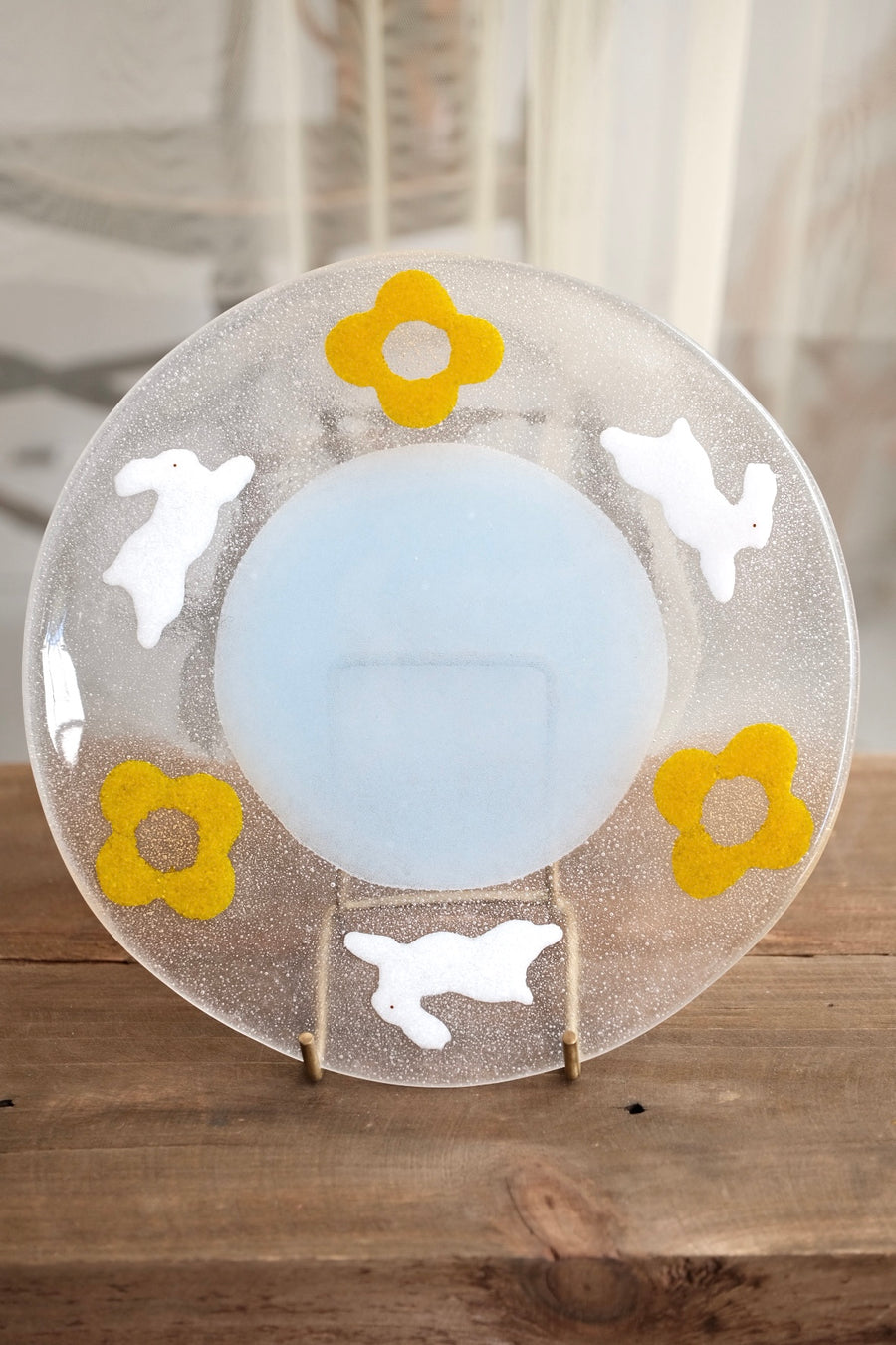 Fuji Glass Studio Rabbit Yellow Flower Plate Plate 18cm