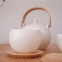 SALIU YUI Teapot Set 600ml - 5 Piece Gift Set (Teapot, Large Cup, Tea Tray) White