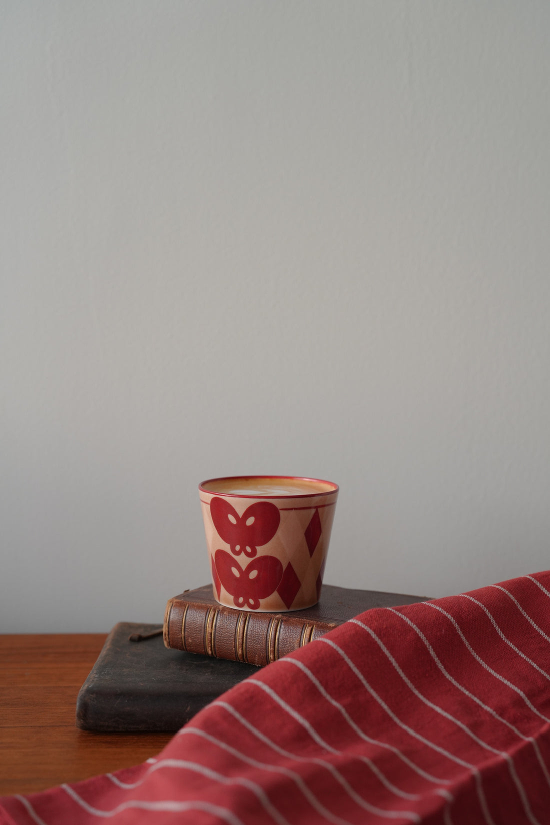 SiShuang Red Checked  with Butterfly Coffee Cup