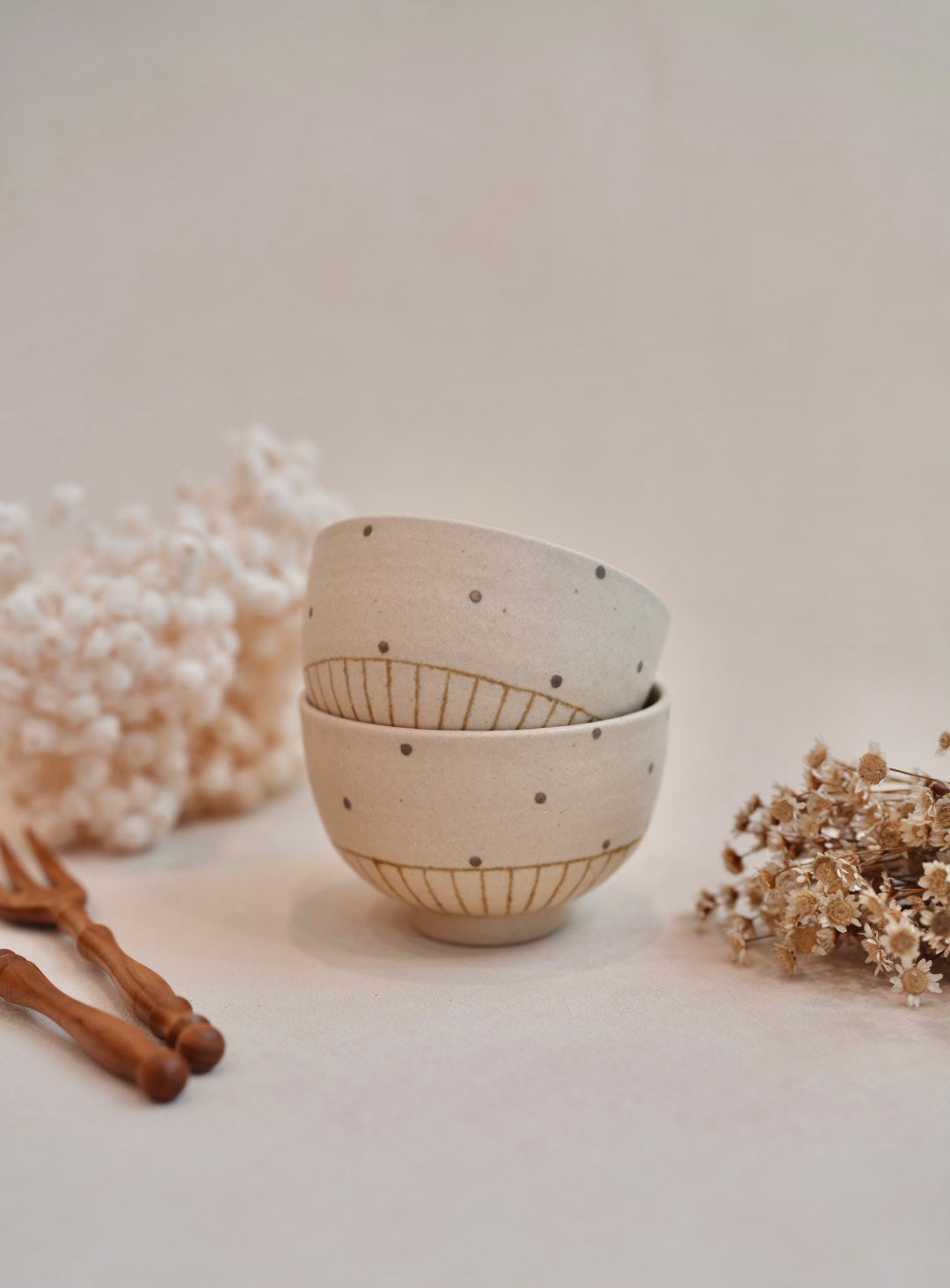 Chiho Yoshida 穗屋工房- Rice Bowl - Line & Dots CY07