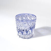 Edo Kiriko Whisky Glass Rock Glass "Large Chrysanthemum" Purple by Junichi Nabetani, Master of traditional crafts