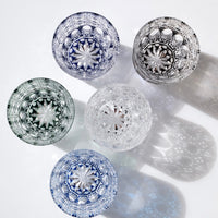 Edo Kiriko Whisky Glass Rock Glass "Large Chrysanthemum" Blue by Junichi Nabetani, Master of traditional crafts