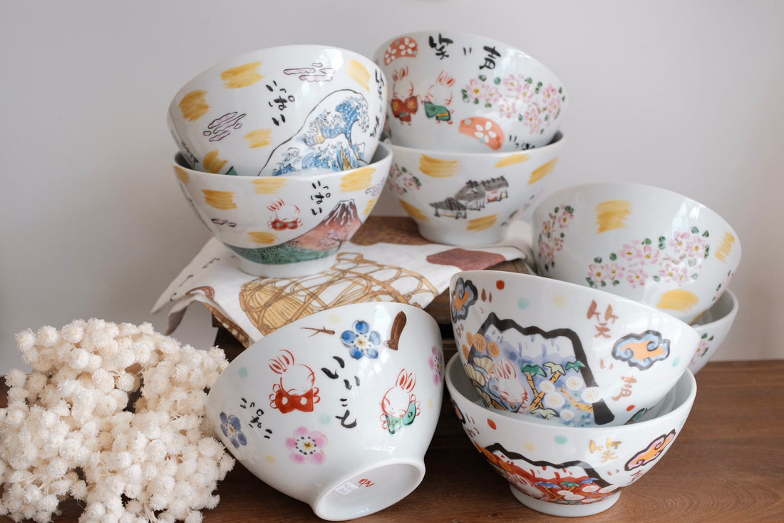 夕立窯 Fully Handmade Ramen Bowl - Sakura & Rabbit