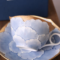 Arita Ware Peony Coffee Tea Cup with Saucer - Gift Set