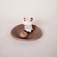 Japanese Clay Animals Incense Holder - Cat Collection