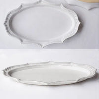 Mashiko Pottery Yoshizawa White Flower Shaped Long Plate