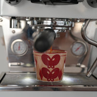 SiShuang Red Checked  with Butterfly Coffee Cup