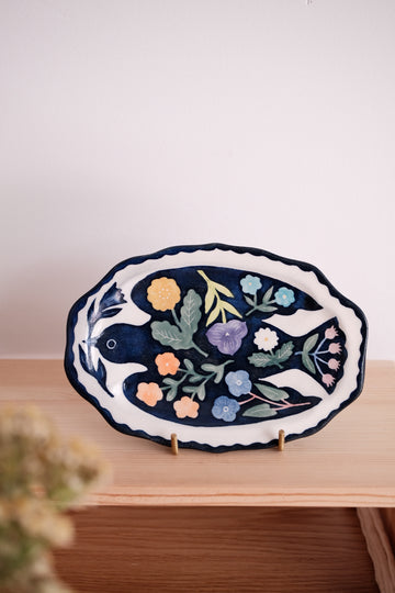 Nakagaki Tomoko Kohiki Hand Painted 4 Petals Shaped Plate  - KP3