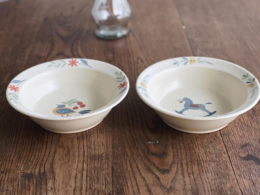 Buncho Pottery 6寸/Parakeet and cherries deep plate