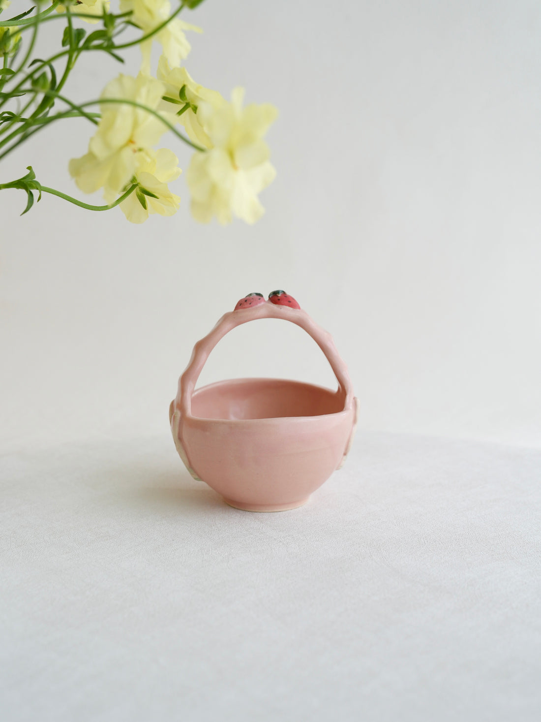 Fumiko Kondo 近藤布美子 - Pink Rabbit Ceramic Basket FK26