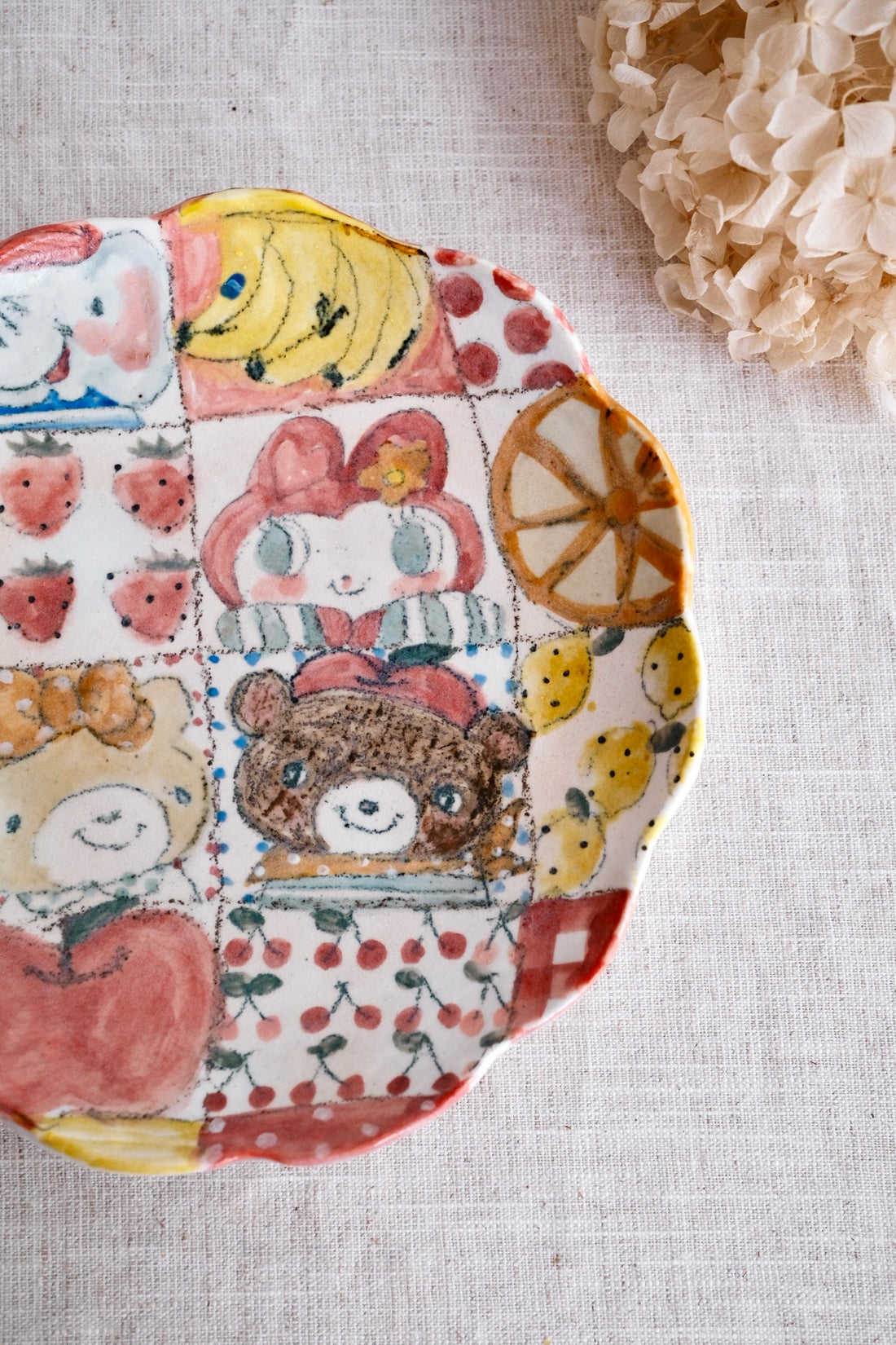 Asako Yamaguchi 山口麻子 Animal Floral Edge Plate AI19
