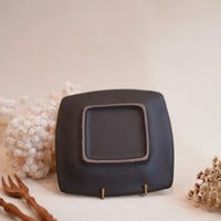 Kei Mitsumochi ミツ持啓 17cm Rectangle Plate - Black Flower KM25
