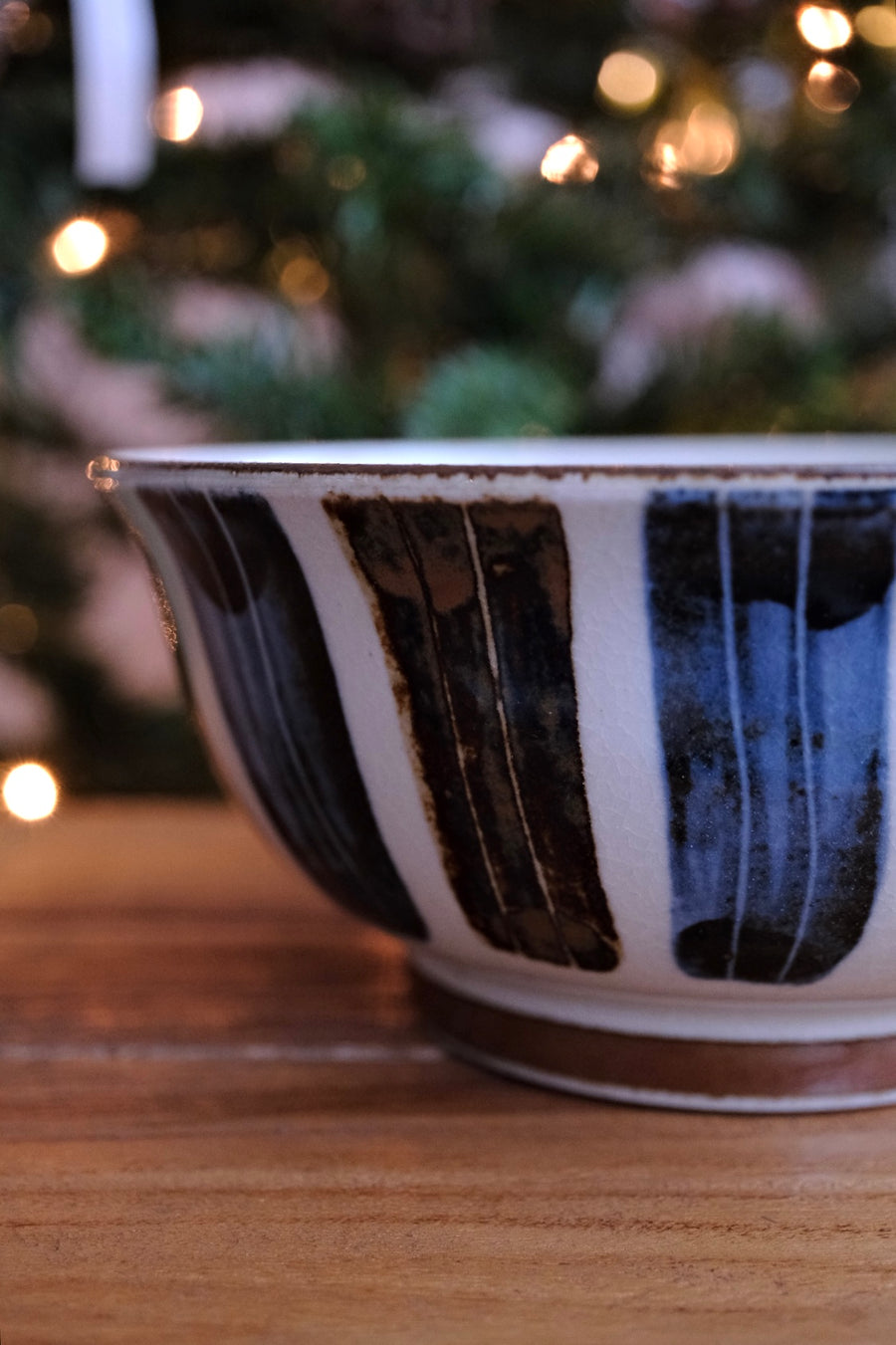 Minoware Ramen Bowl Blue & Brown