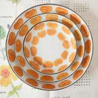 HASAMI Hand-painted Orange Heart Round Plate Collection