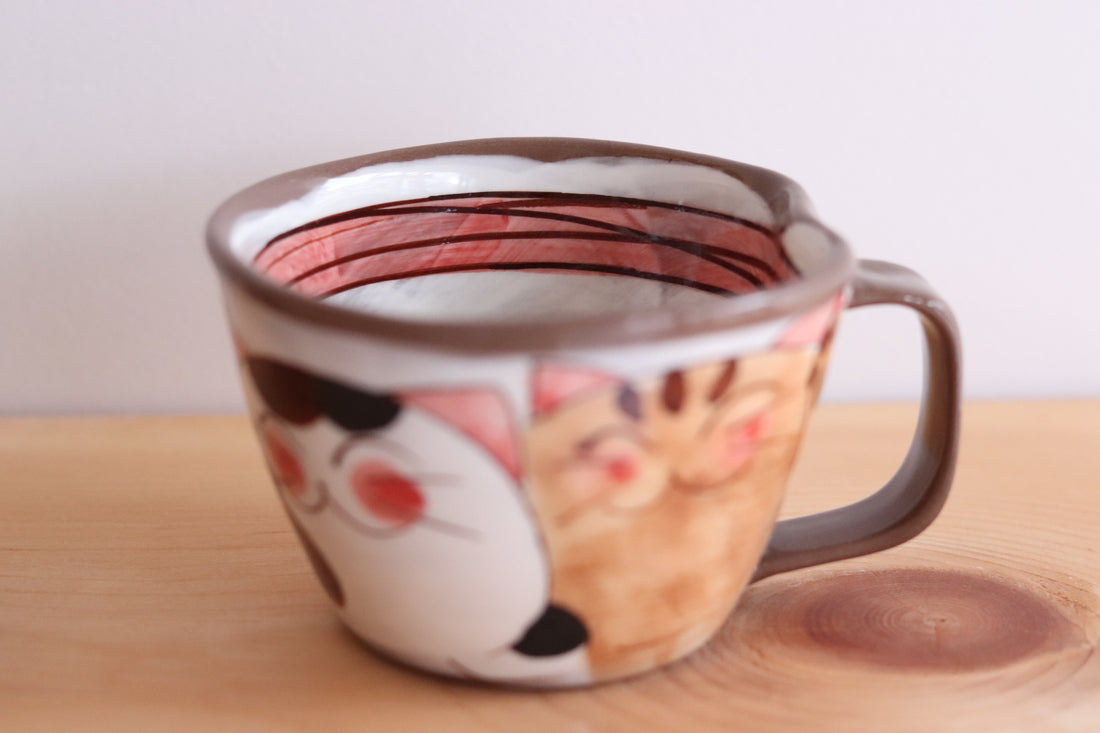 Hasami Arita ware Friendly Cat Large Mug Soup Mug