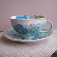 Seto Ware Flower Coffee Cup With Saucer