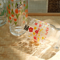 Aderia Glass Retro Tumbler - Yellow Flower