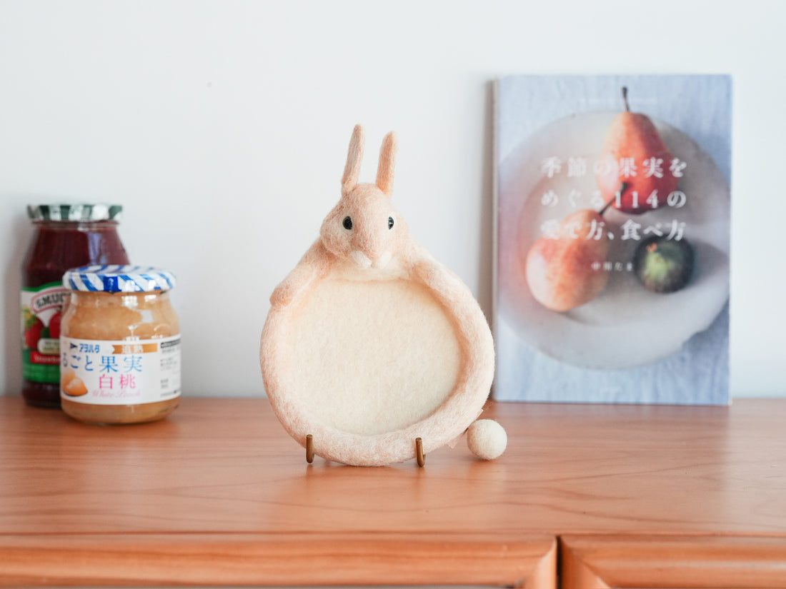 Aya and Yoshiko Wool Felt Animal Coaster -  Rabbit YS12