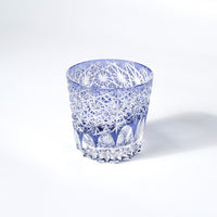 Edo Kiriko Whisky Glass Rock Glass "Large Chrysanthemum" Purple by Junichi Nabetani, Master of traditional crafts