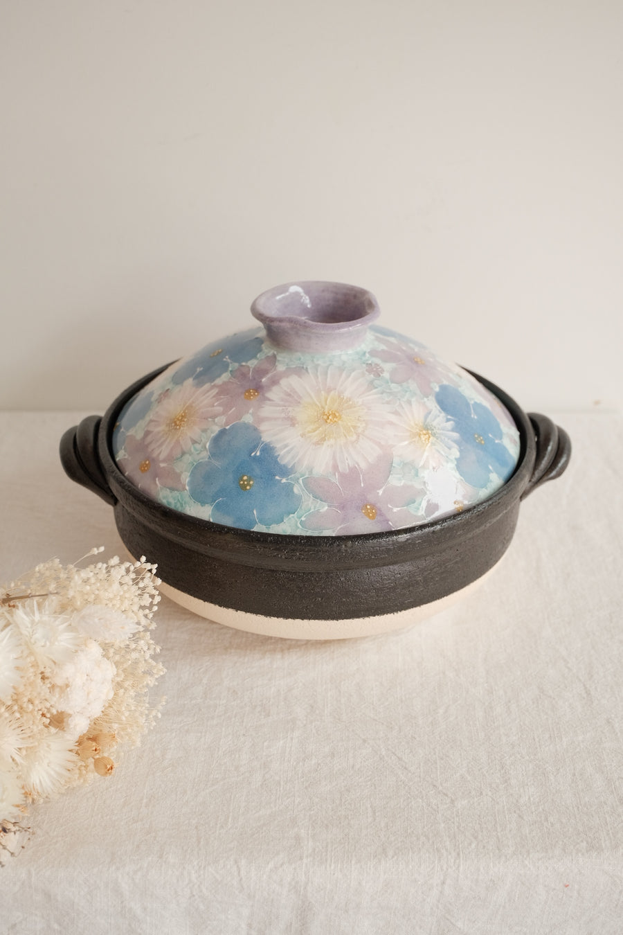 Setoware Flower Donabe Claypot - Size 8