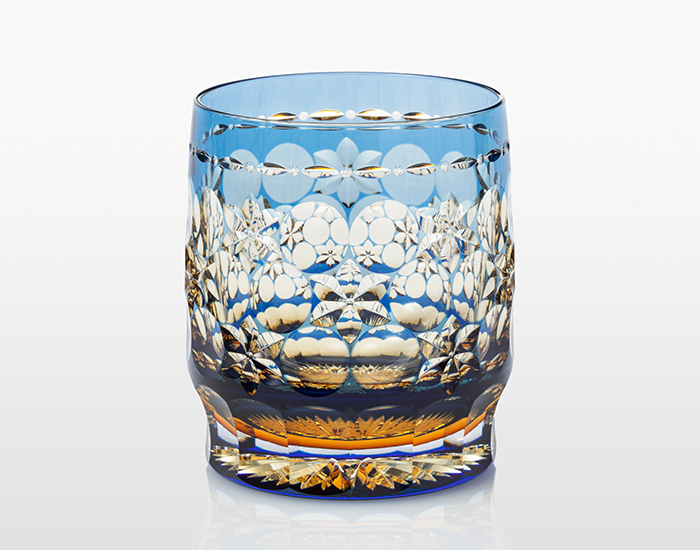 Kagami Crystal - Whiskey Glass, Edo Kiriko Kasaneirome "Tamamai (juggling balls)"