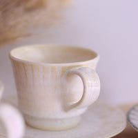 Seto Ware Running Glaze Coffee Cup and Saucer Set