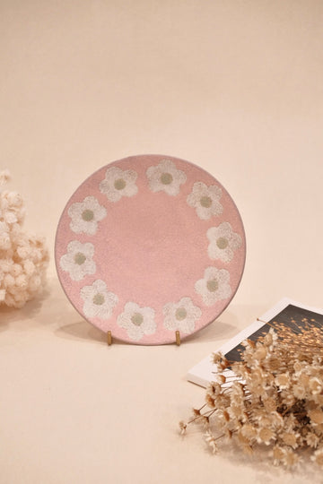 Kei Mitsumochi ミツ持啓 Flower Rim Pink Round Plate-Small  KM41