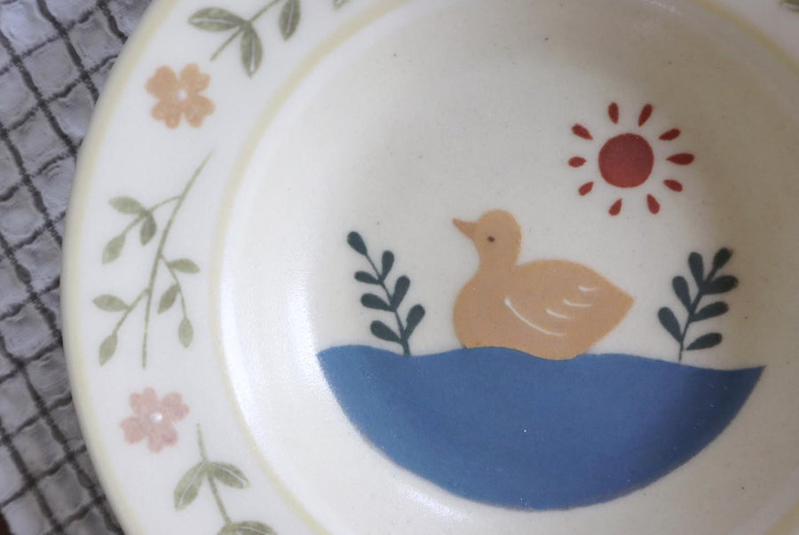 Buncho Pottery duck bathing rim bowl