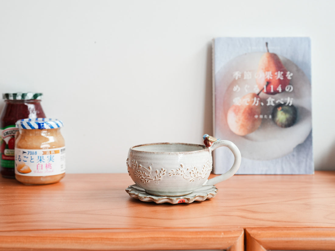 Satomi Motohashi 本橋里美 Bird and Flower Mug and Saucer SM18