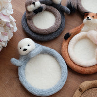 Aya and Yoshiko Wool Felt Animal Coaster - Otter YS08