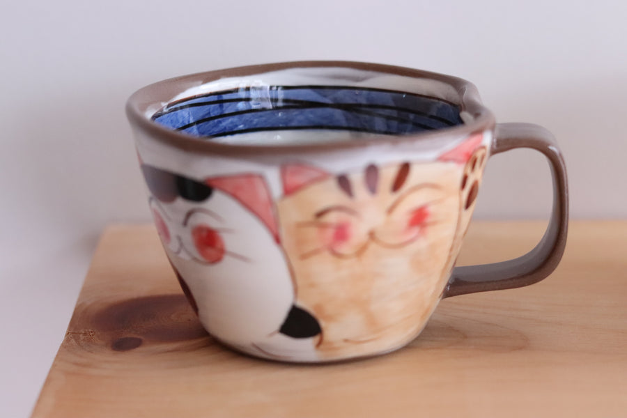 Hasami Arita ware Friendly Cat Large Mug Soup Mug