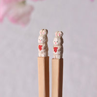 Ayataro Chopsticks - White Rabbit with Heart- aya05