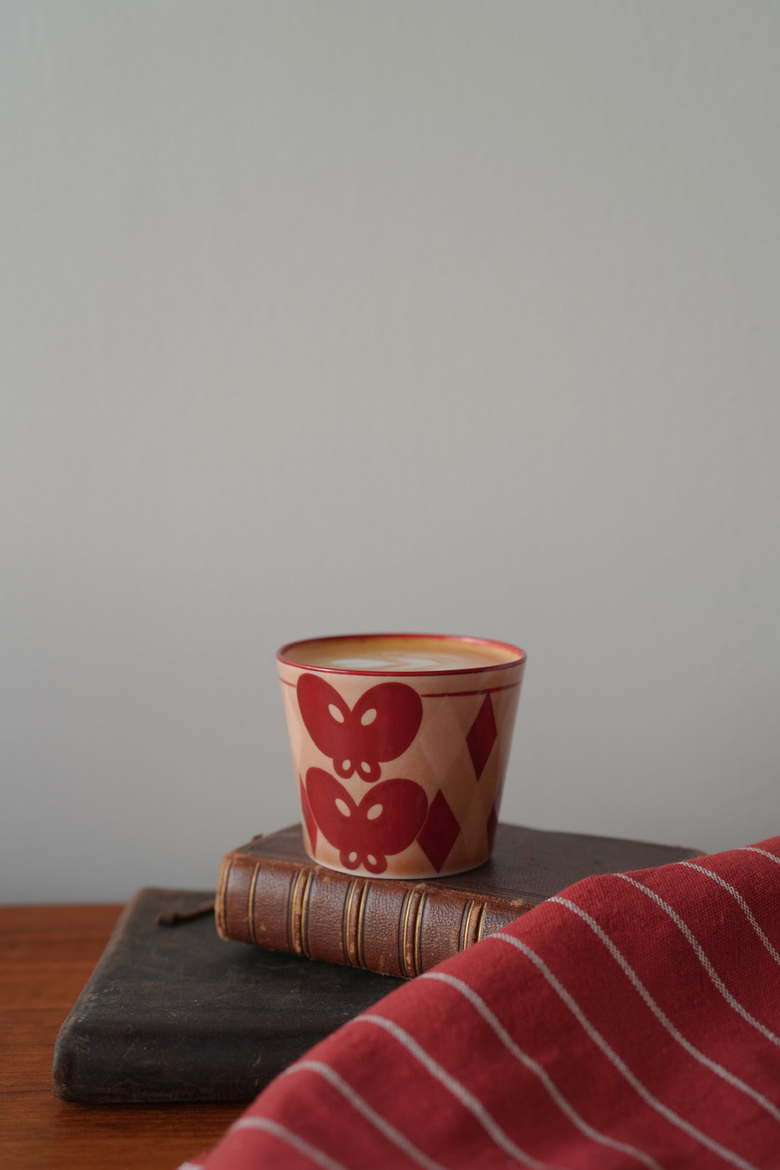 SiShuang Red Checked  with Butterfly Coffee Cup