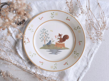 Buncho Pottery 7寸/Squirrel and bird pasta dish