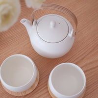 SALIU YUI Teapot Set 600ml - 5 Piece Gift Set (Teapot, Large Cup, Tea Tray) White