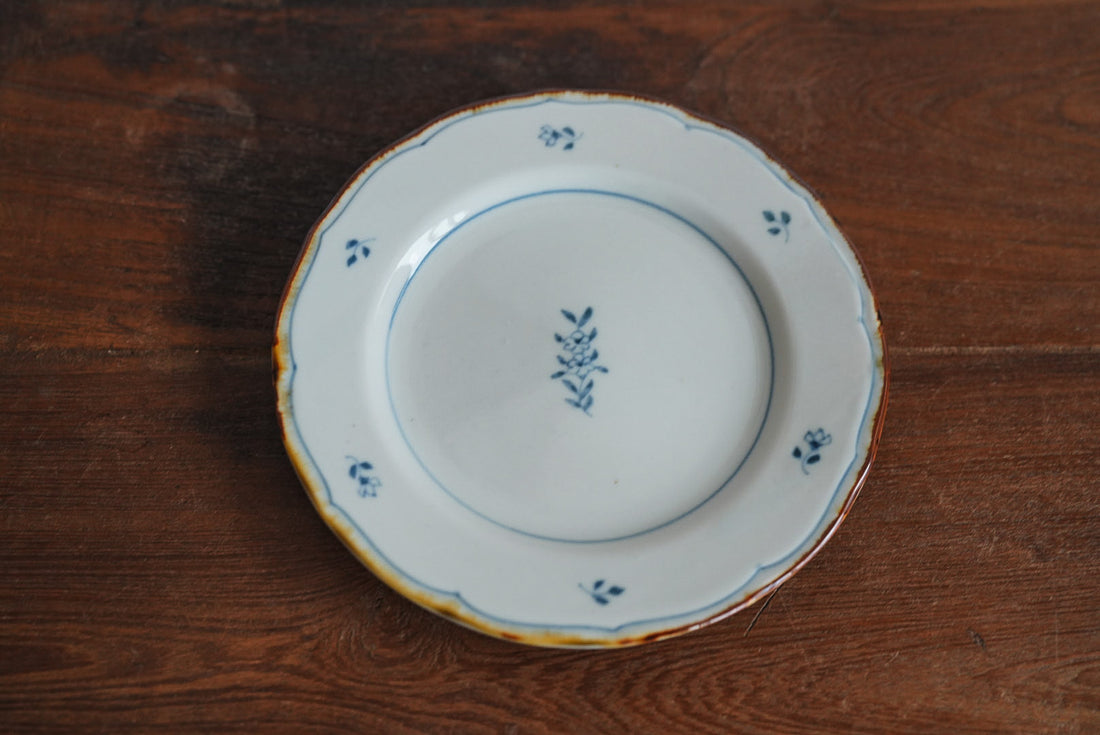 Kazuaki Shimura 志村和晃- Sometsuke Floral 6" Rimmed Plate KAS03